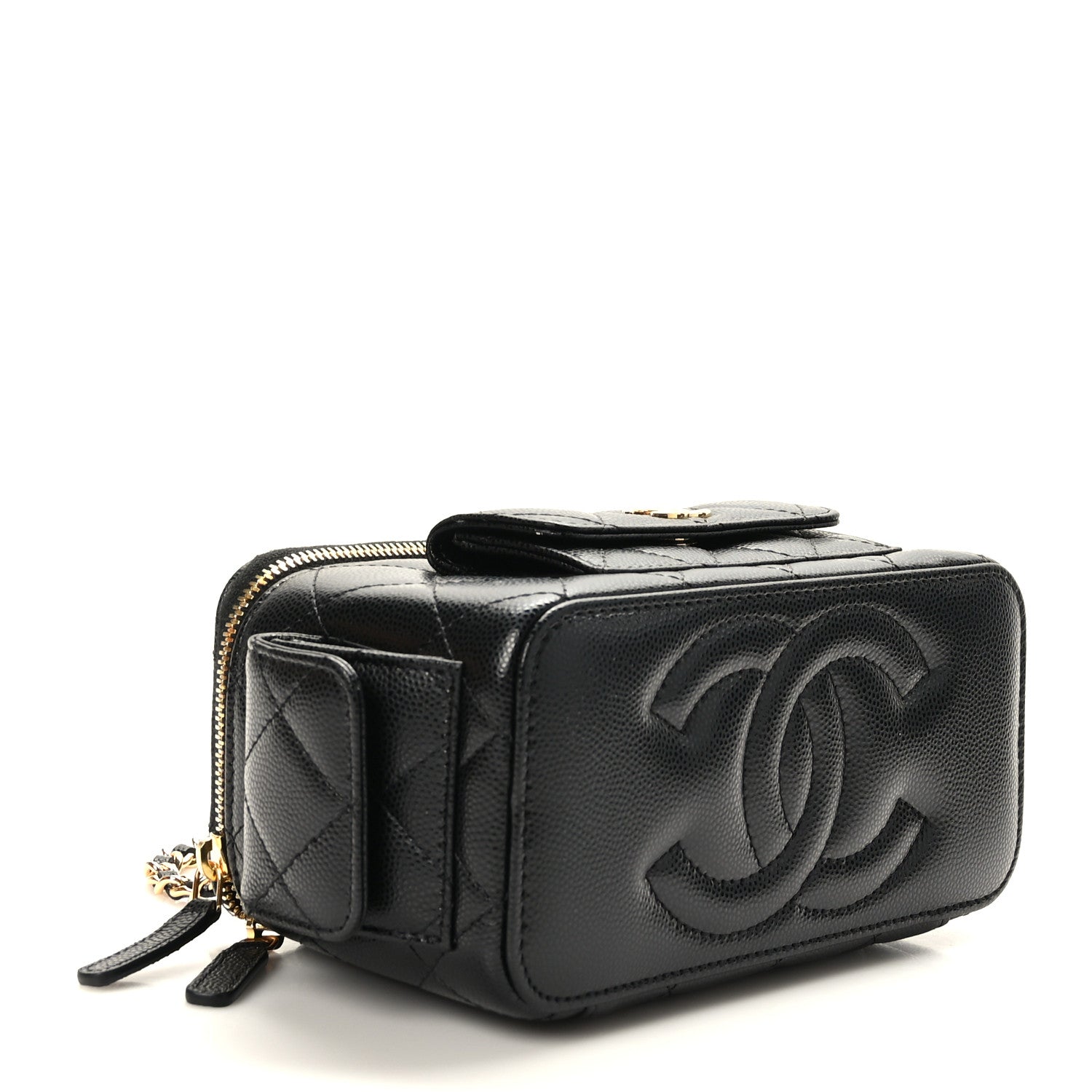 Chanel Caviar Quilted Polly Pocket East West Top Vanity With Chain Black 4 of 11