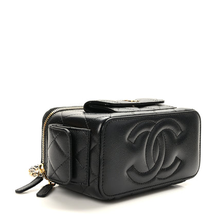Chanel Caviar Quilted Polly Pocket East West Top Vanity With Chain Black 4 of 11