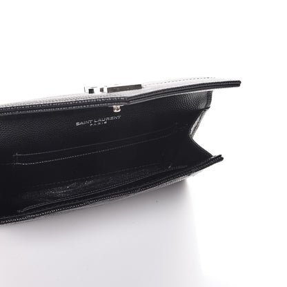 Saint Laurent Grain De Poudre Matelasse Chevron Small Monogram Envelope Wallet Black 5 of 8
