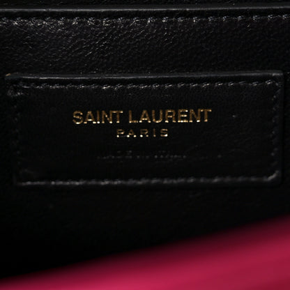 Saint Laurent Lambskin Matelasse Medium Monogram Satchel Fuchsia 6 of 9