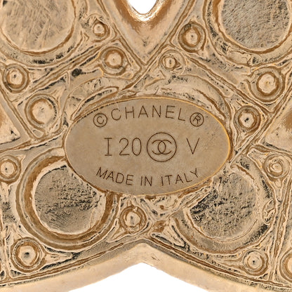 Chanel Metal Crystal Graduated Pearl CC Brooch Gold 4 of 5