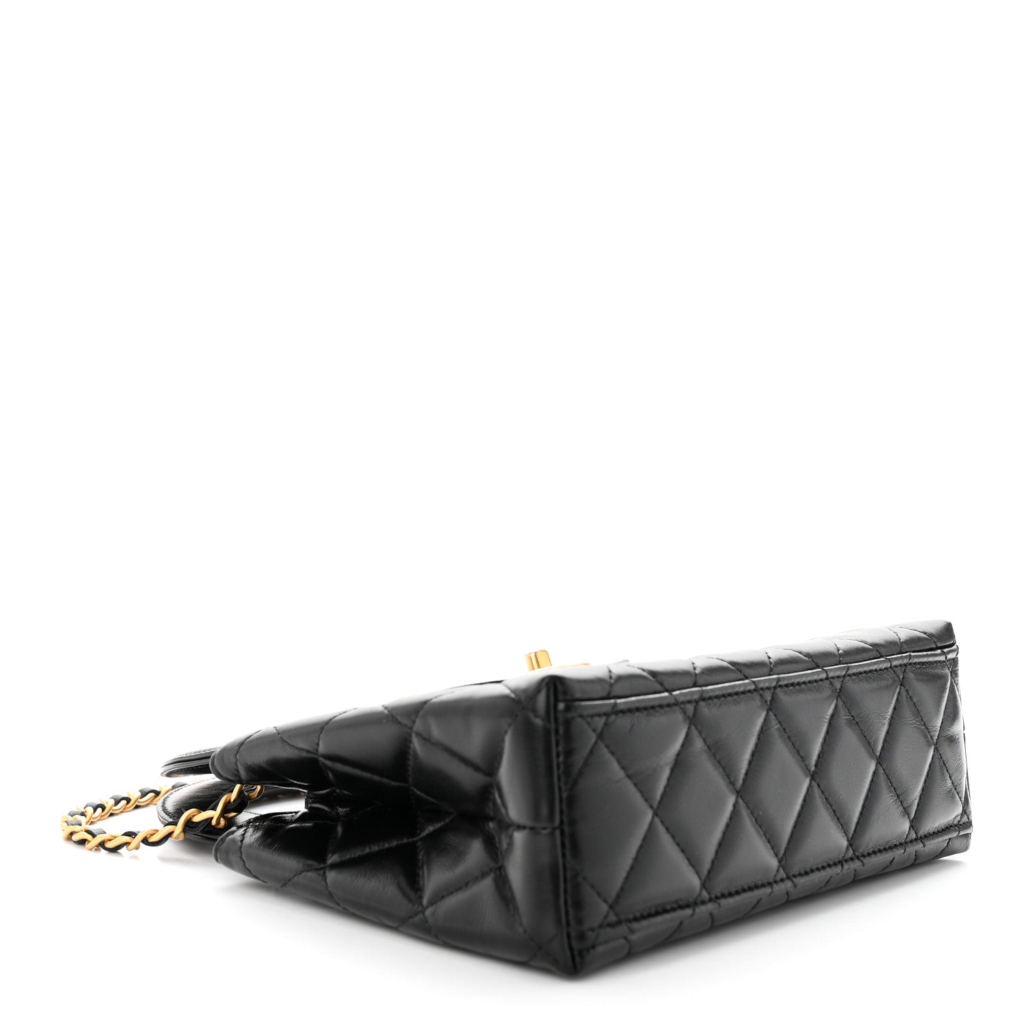 Chanel Shiny Aged Calfskin Quilted Nano Kelly Shopper Black 6 of 20