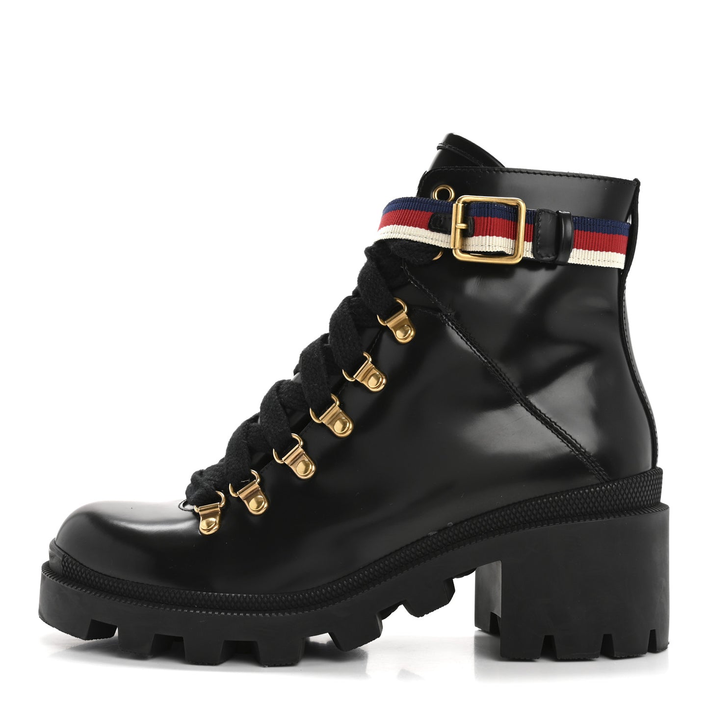 Calfskin Sylvie Web Womens Lace Up Combat Boots 38 Black
