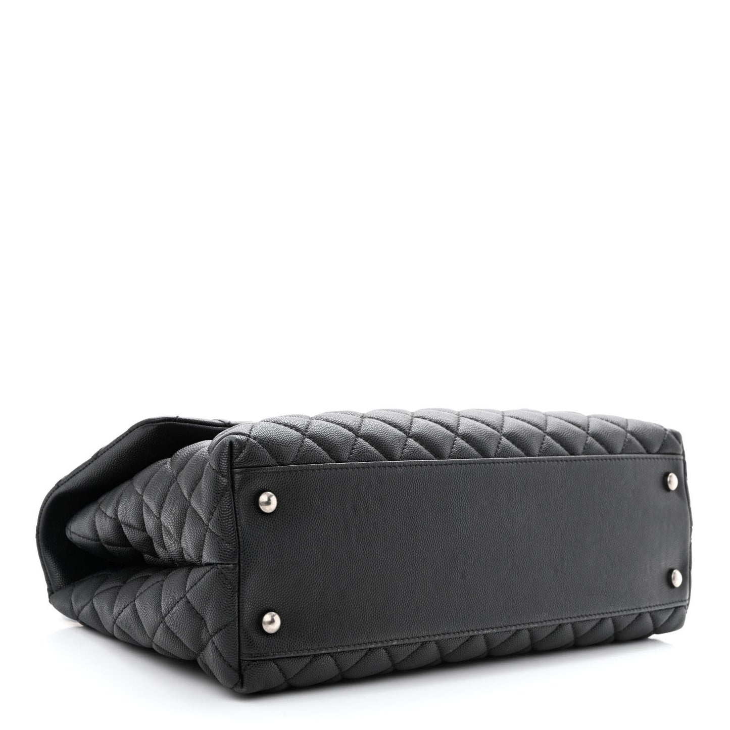 Caviar Lizard Quilted Medium Coco Handle Flap Black