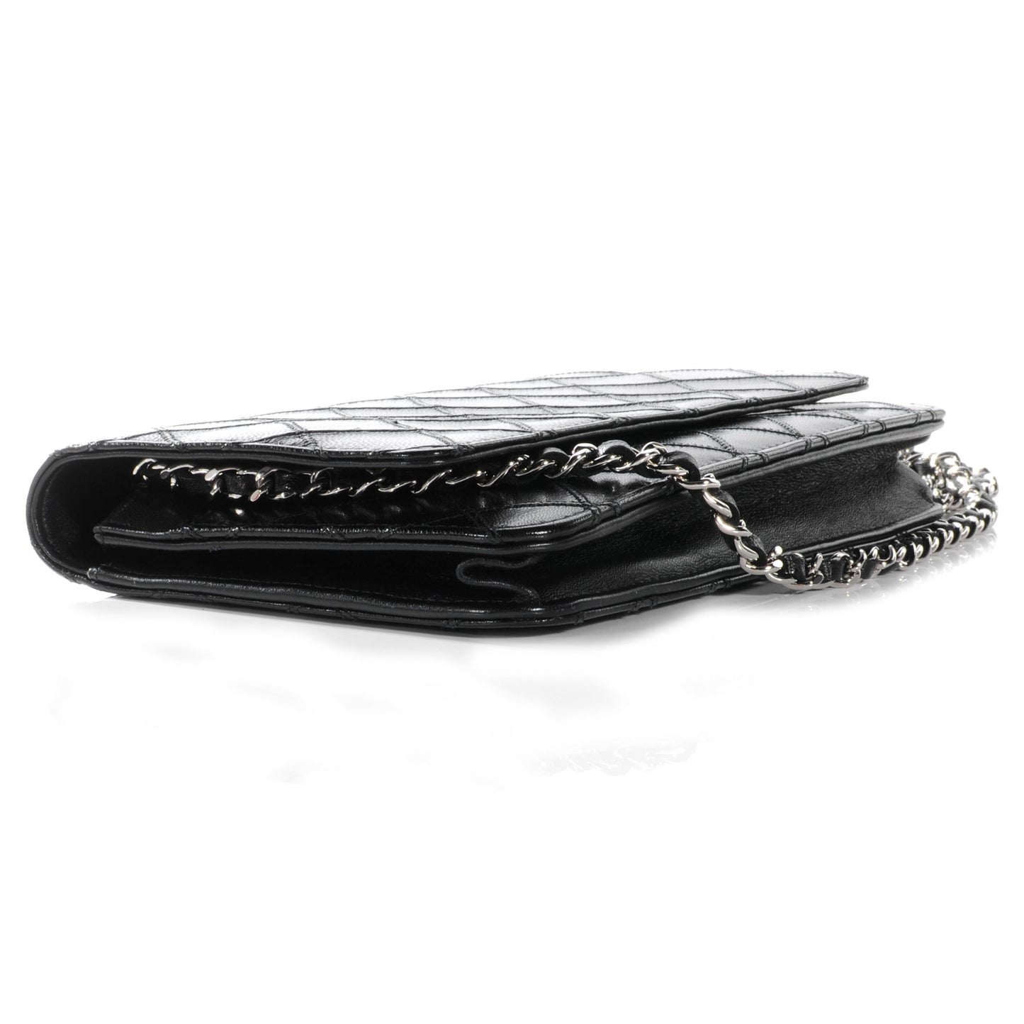 Calfskin Diamond Stitch Wallet On Chain WOC Black