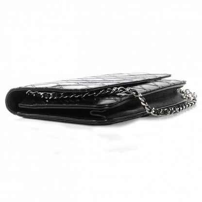 Chanel Calfskin Diamond Stitch Wallet On Chain WOC Black 4 of 8