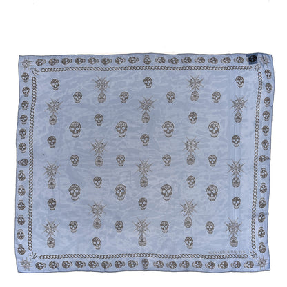 Alexander McQueen Silk Medallion Skull Scarf Blue 1 of 4