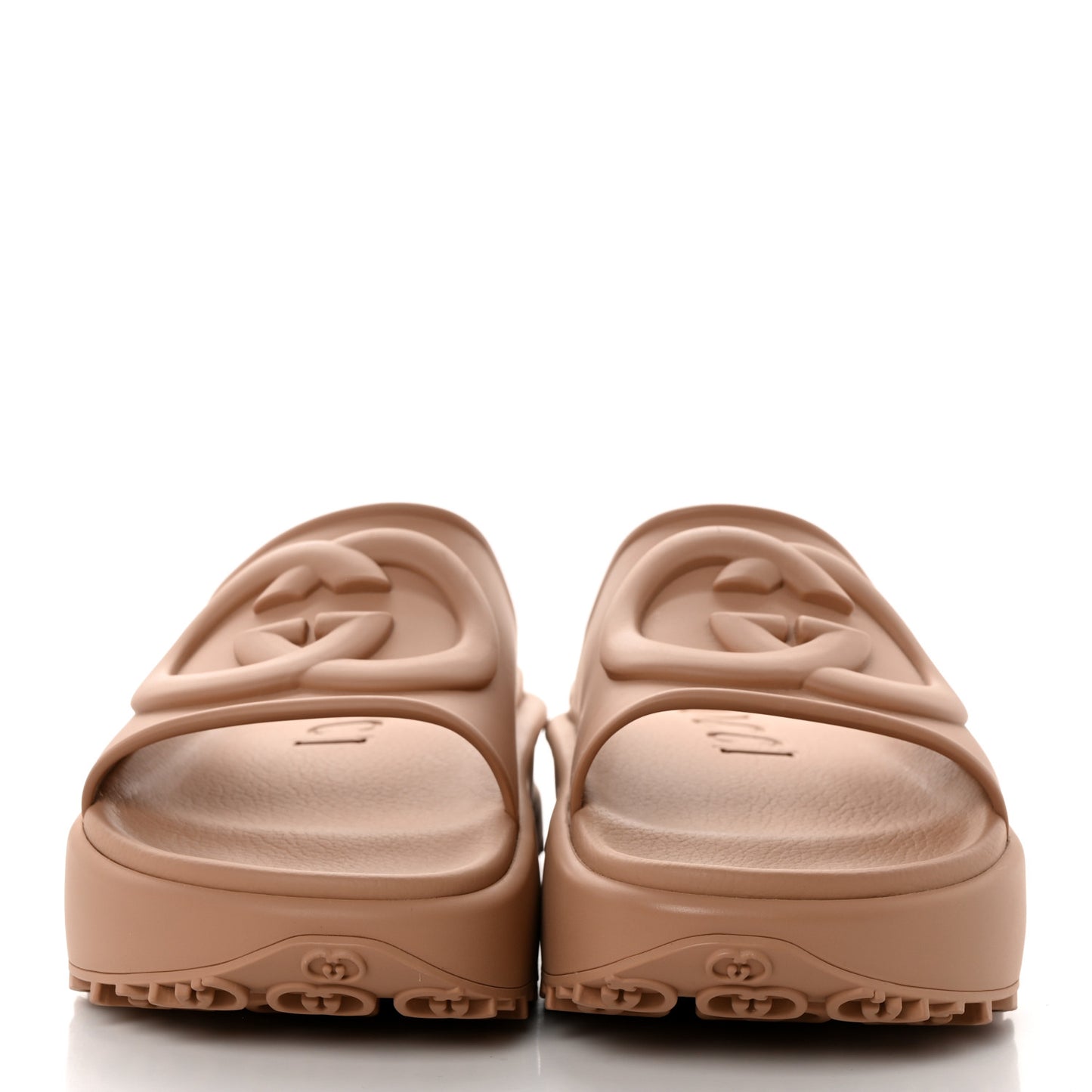 Soft Rubber Mens Interlocking G Platform 42mm Slide Sandals 7 Vintage Camel