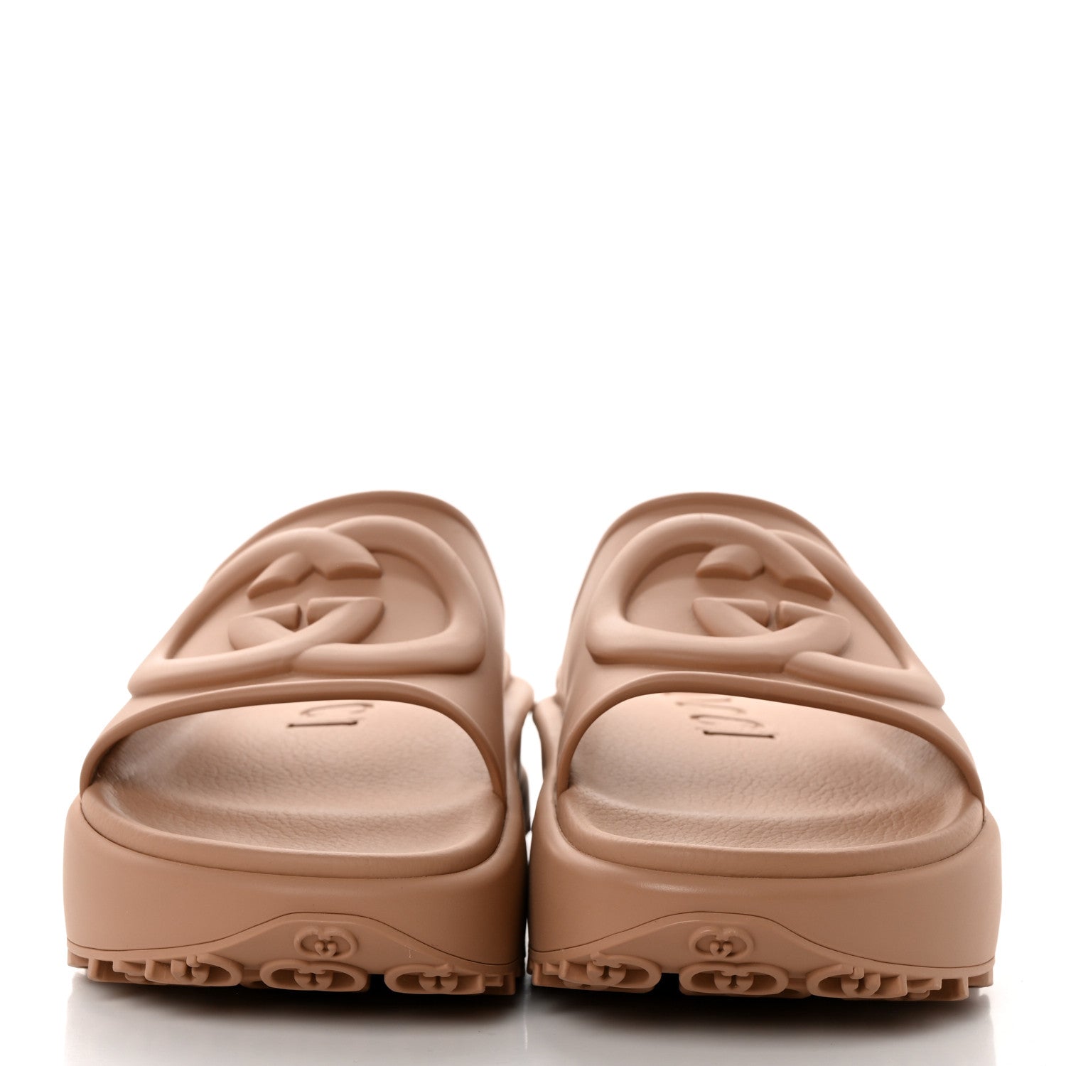 Gucci Soft Rubber Mens Interlocking G Platform 42mm Slide Sandals 7 Vintage Camel 2 of 9