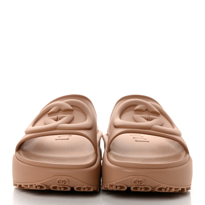 Gucci Soft Rubber Mens Interlocking G Platform 42mm Slide Sandals 7 Vintage Camel 2 of 9