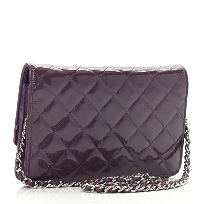 Chanel Patent Quilted Brilliant Wallet On Chain WOC Violet 3 of 12