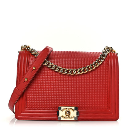 Chanel Lambskin Embossed New Medium Boy Cube Flap Red 1 of 9