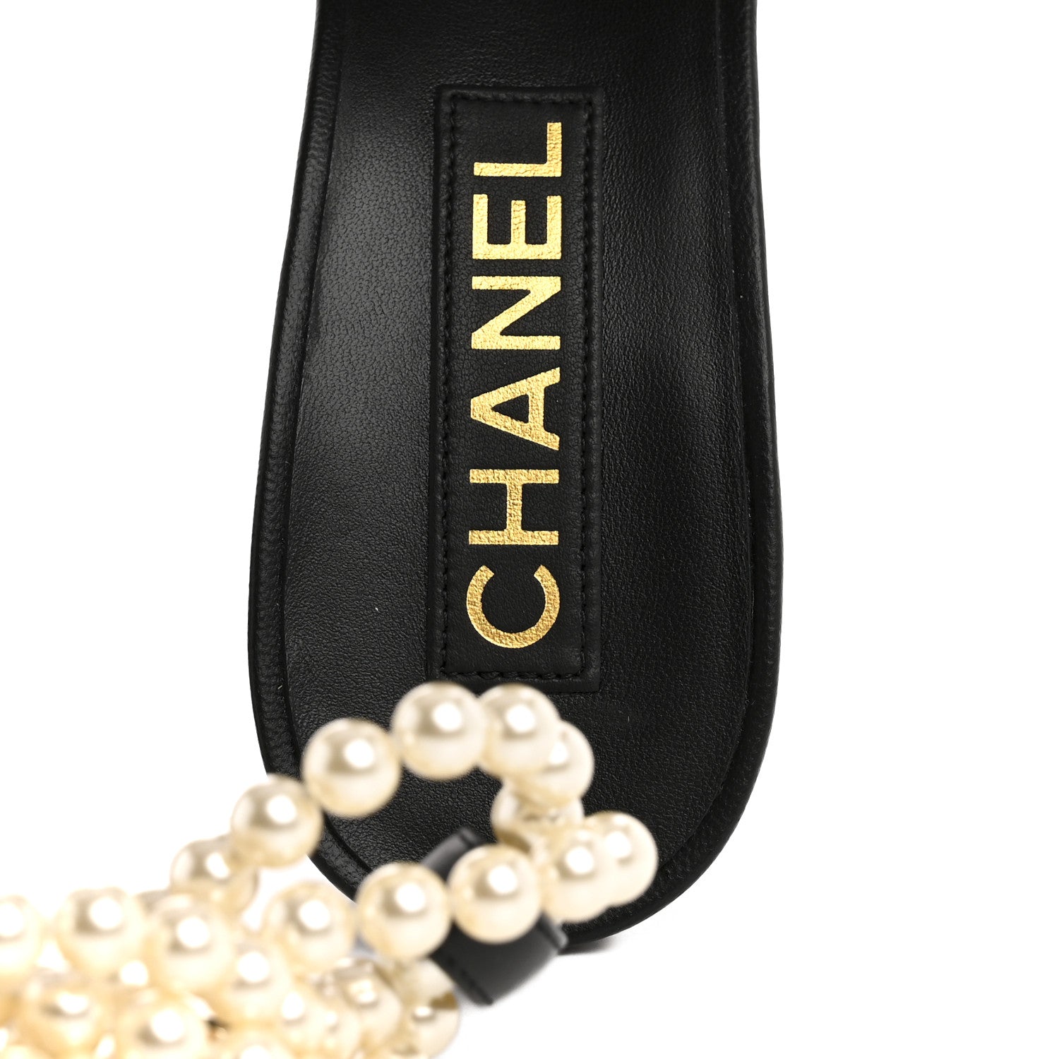 Chanel Lambskin Pearl Bow CC Ankle Strap Sandals 37 Black 7 of 10