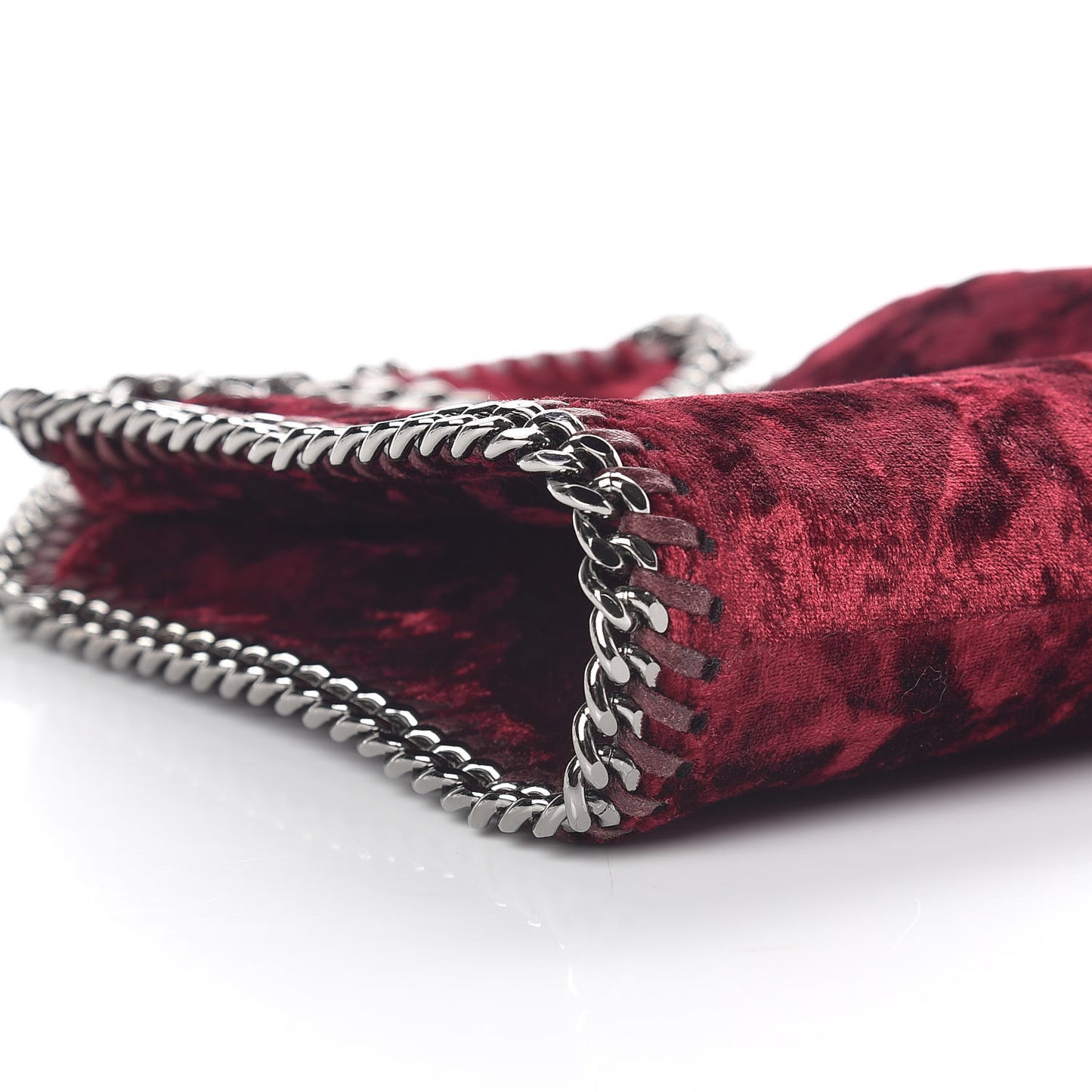 Crushed Velvet Tiny Falabella Tote Burgundy