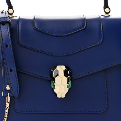 Bulgari Calfskin Serpenti Forever Top Handle Blue 7 of 9
