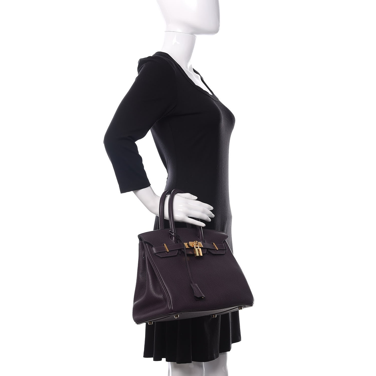 Hermes Taurillon Clemence Birkin 30 Raisin 2 of 10