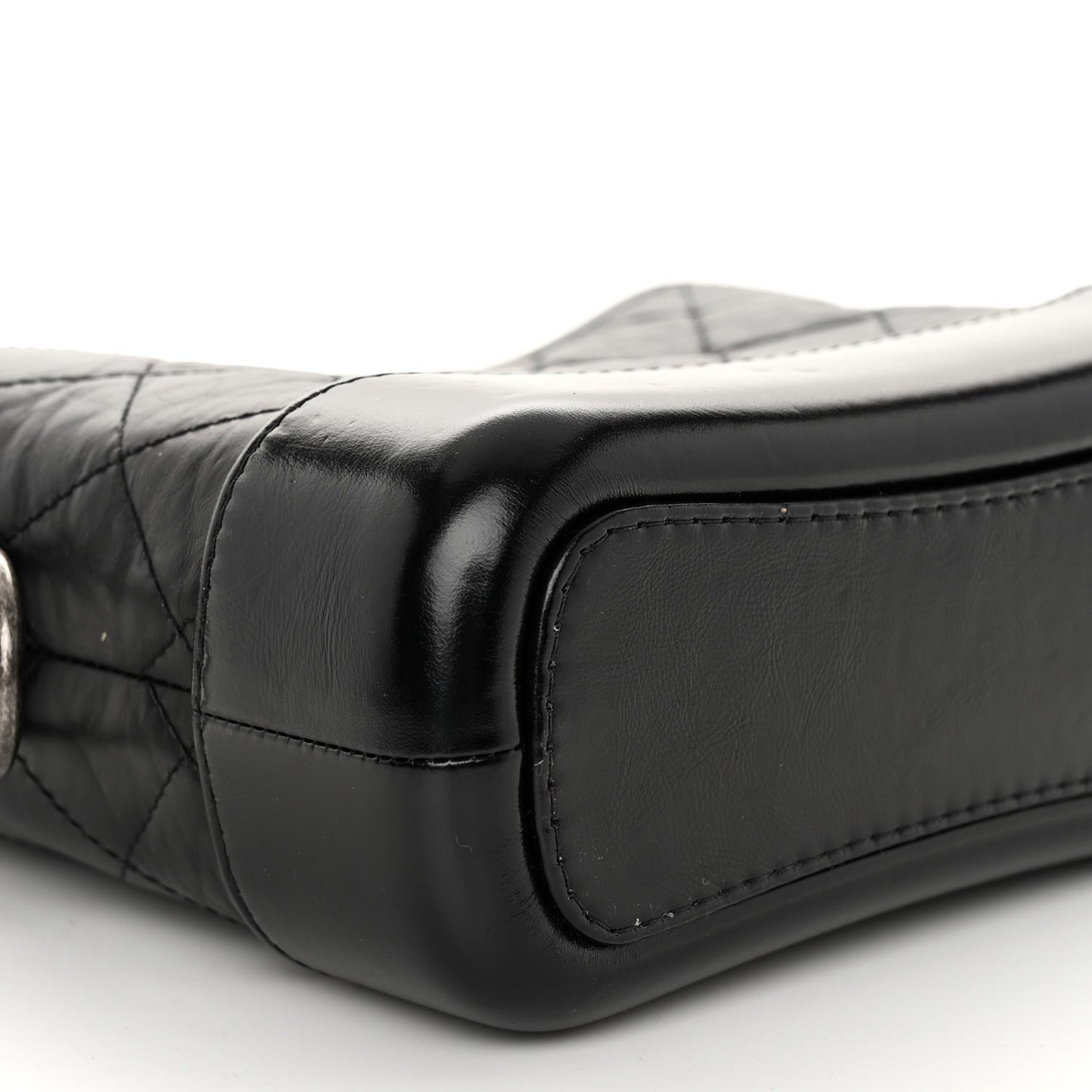 Aged Calfskin Quilted Small Gabrielle Hobo Black