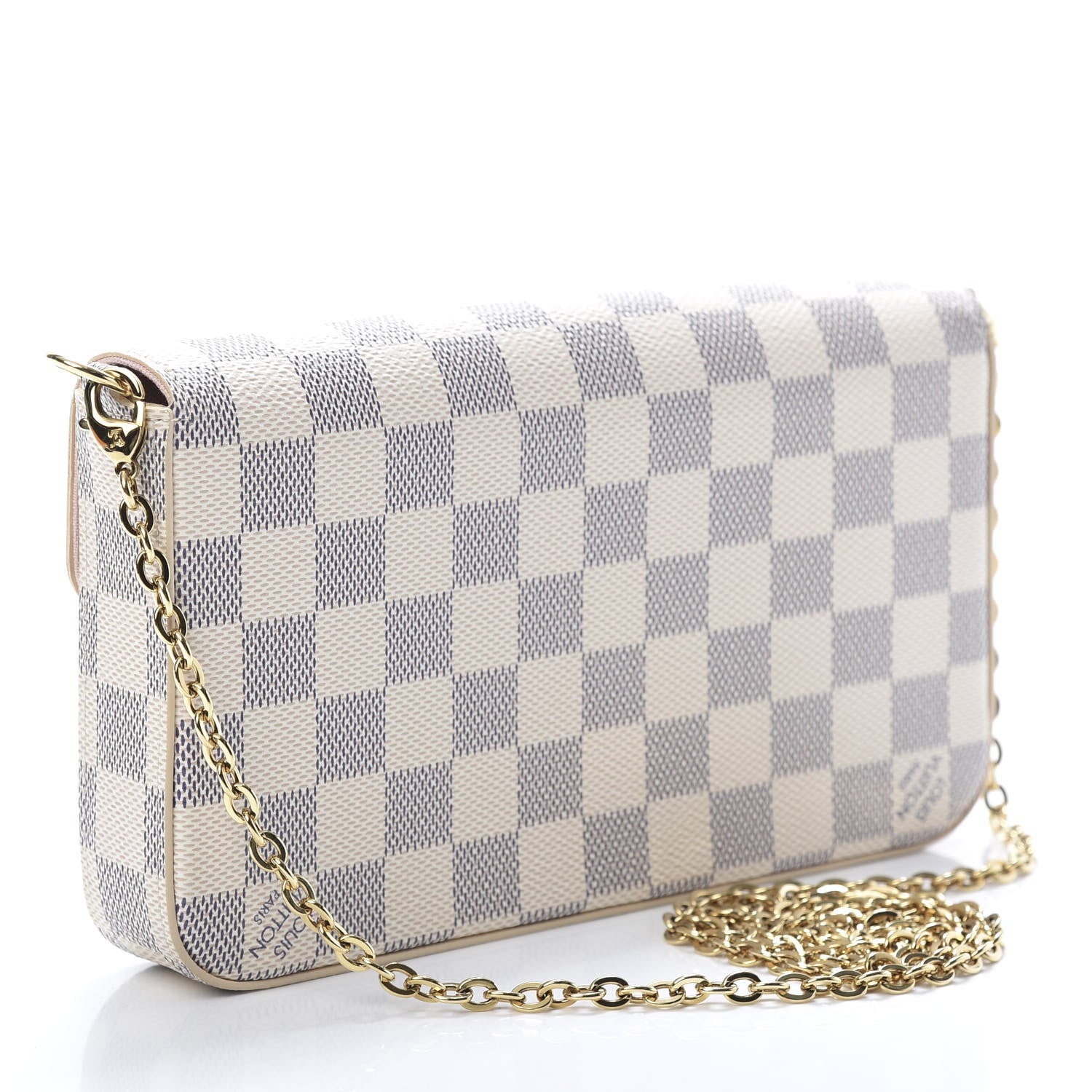 Louis Vuitton Damier Azur Pochette Felicie Chain Wallet Rose Ballerine 4 of 14