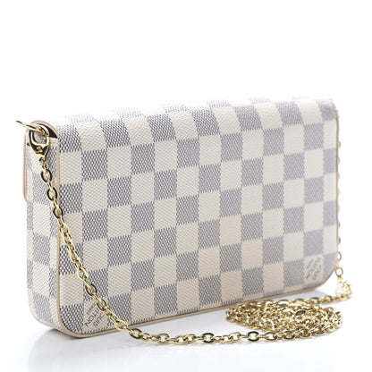 Louis Vuitton Damier Azur Pochette Felicie Chain Wallet Rose Ballerine 4 of 14