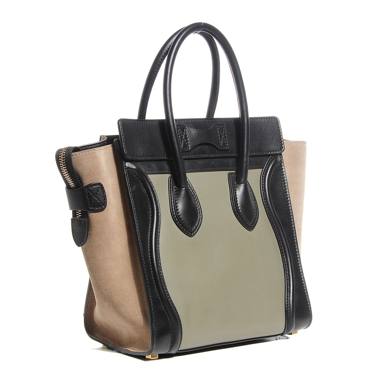Celine Satin Calfskin Suede Micro Tri-Color Luggage Almond 4 of 9