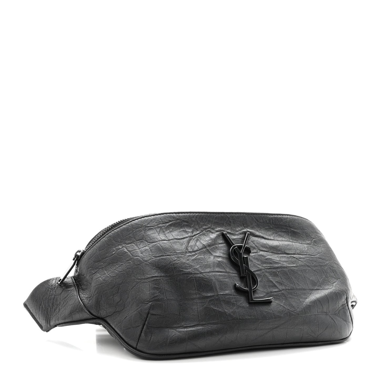 Calfskin Crocodile Embossed Monogram Belt Bag Black