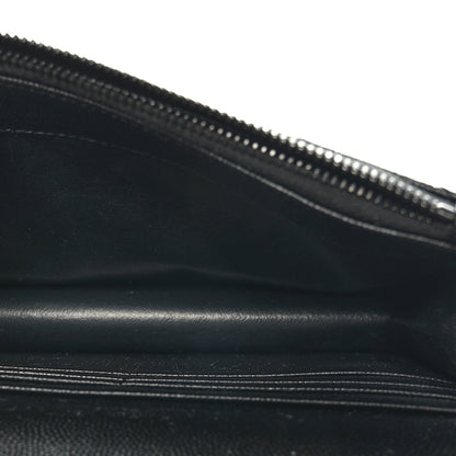 Saint Laurent Grain De Poudre Matelasse Chevron Monogram Monochrome Envelope Chain Wallet Black 5 of 10