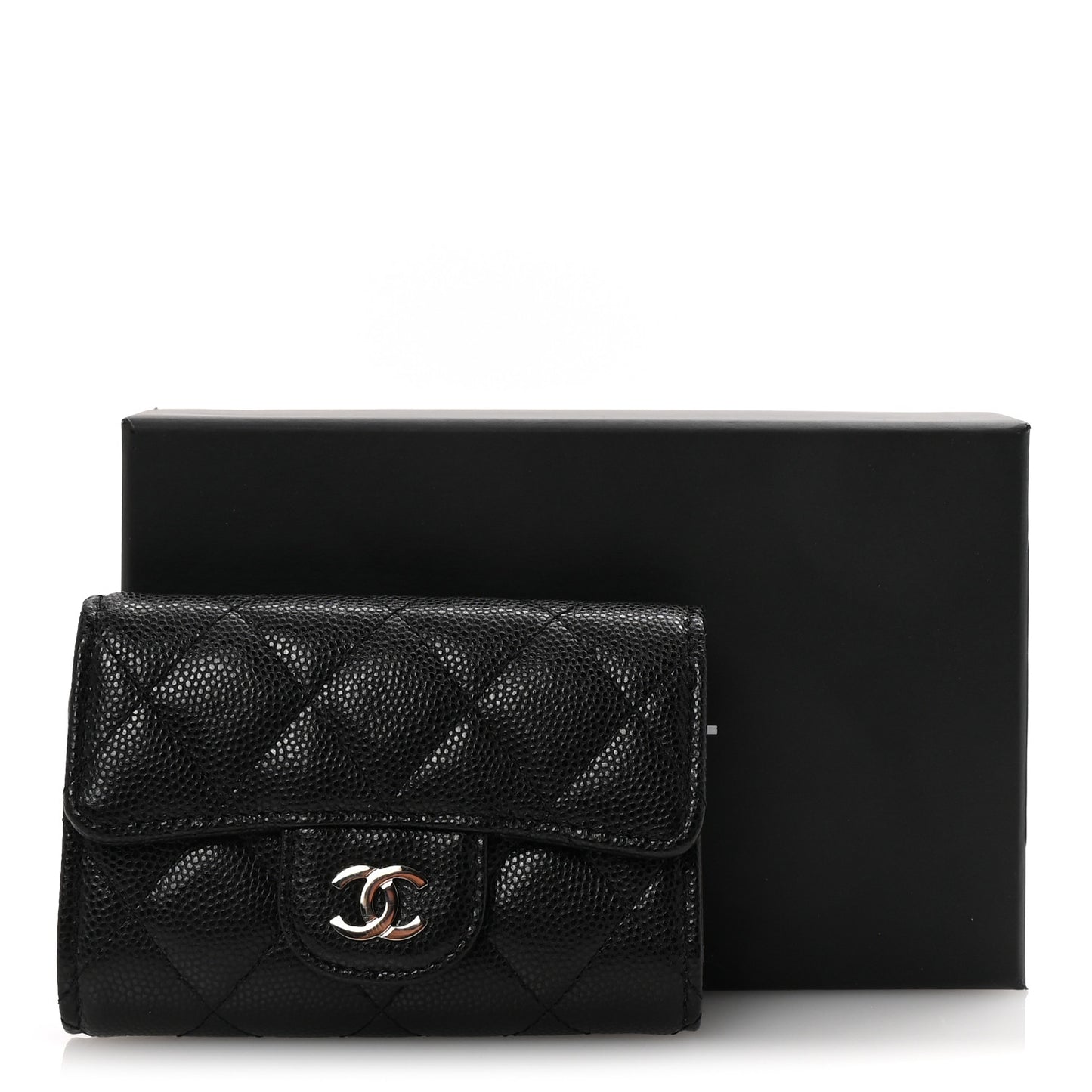 Caviar Quilted Classic 4 Key Holder Wallet Black