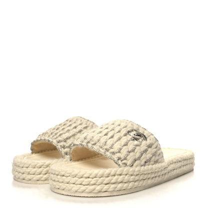Chanel Braided Knit CC Mules 39 Ecru 3 of 9