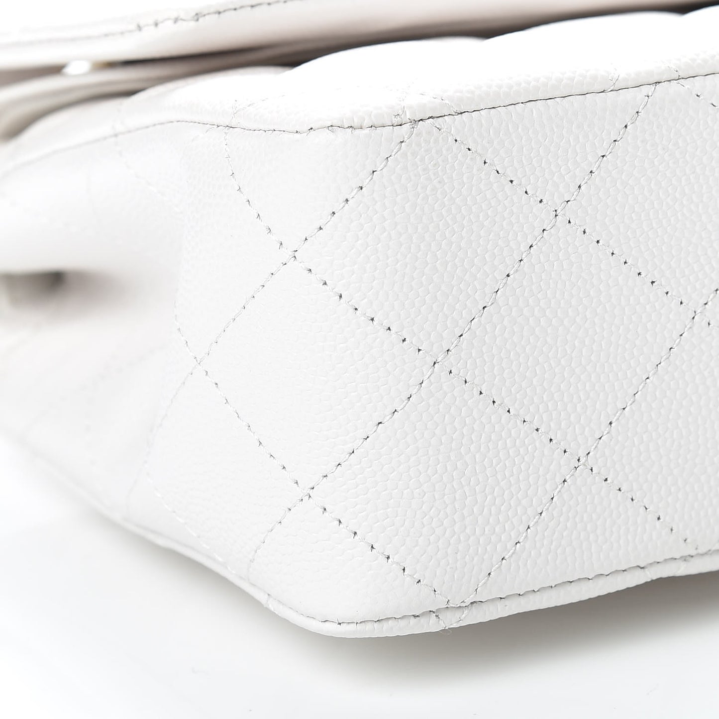 Caviar Quilted Medium Double Flap White