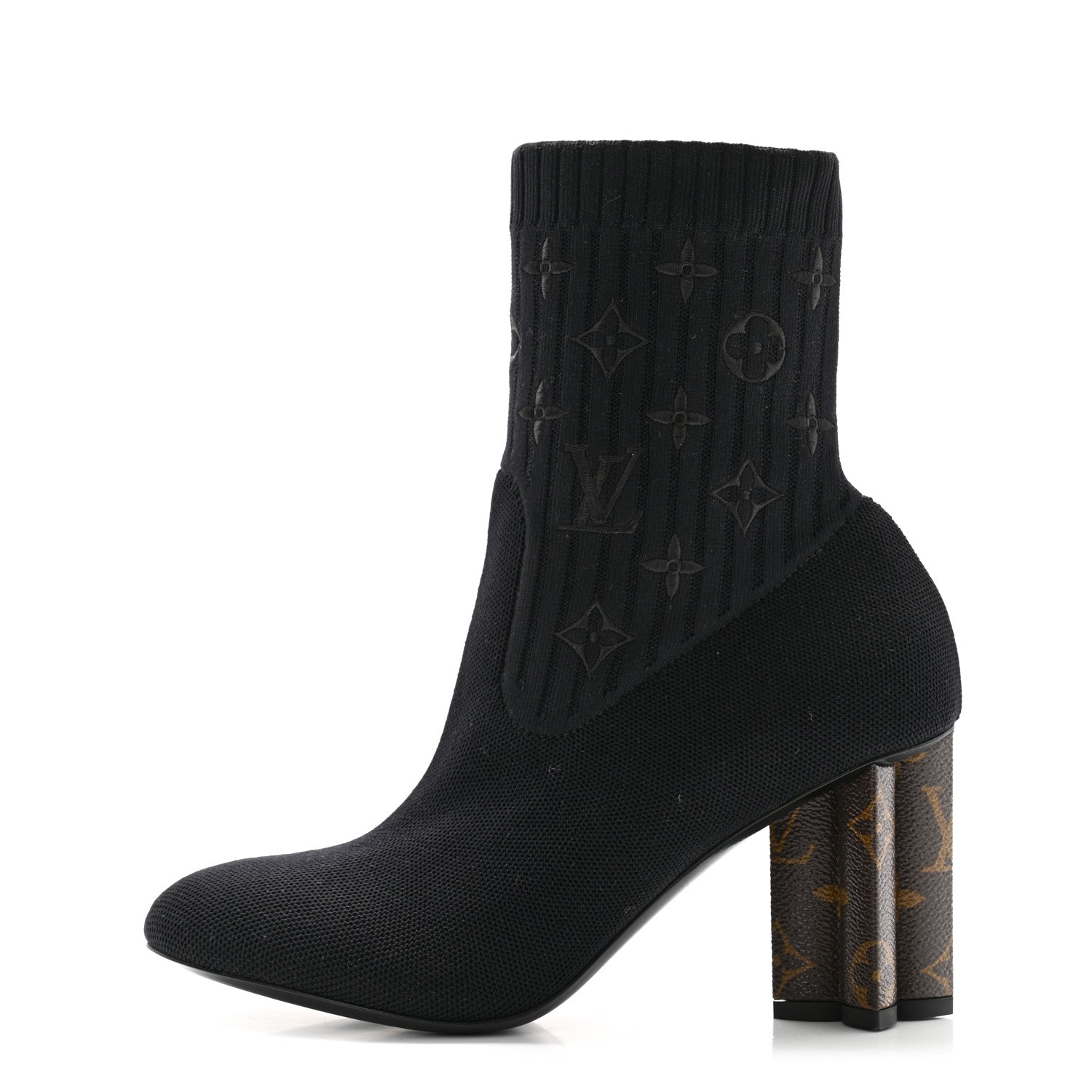 Louis Vuitton Monogram Stretch Fabric Silhouette Ankle Boots 38 Black 1 of 7