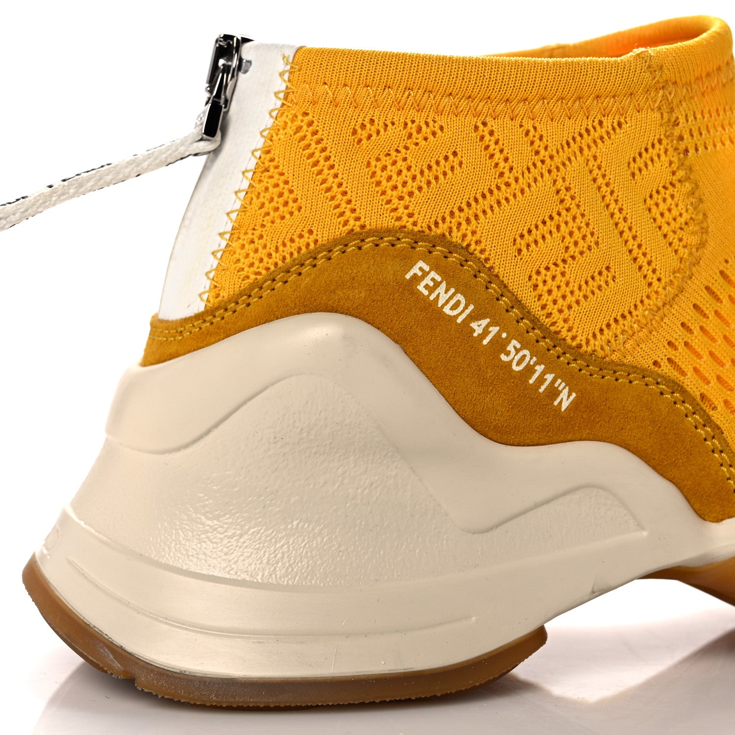 Fendi Technical 3D Mesh Womens FFluid Zip Up Sneakers 37 Reggae Corn White 12 of 16