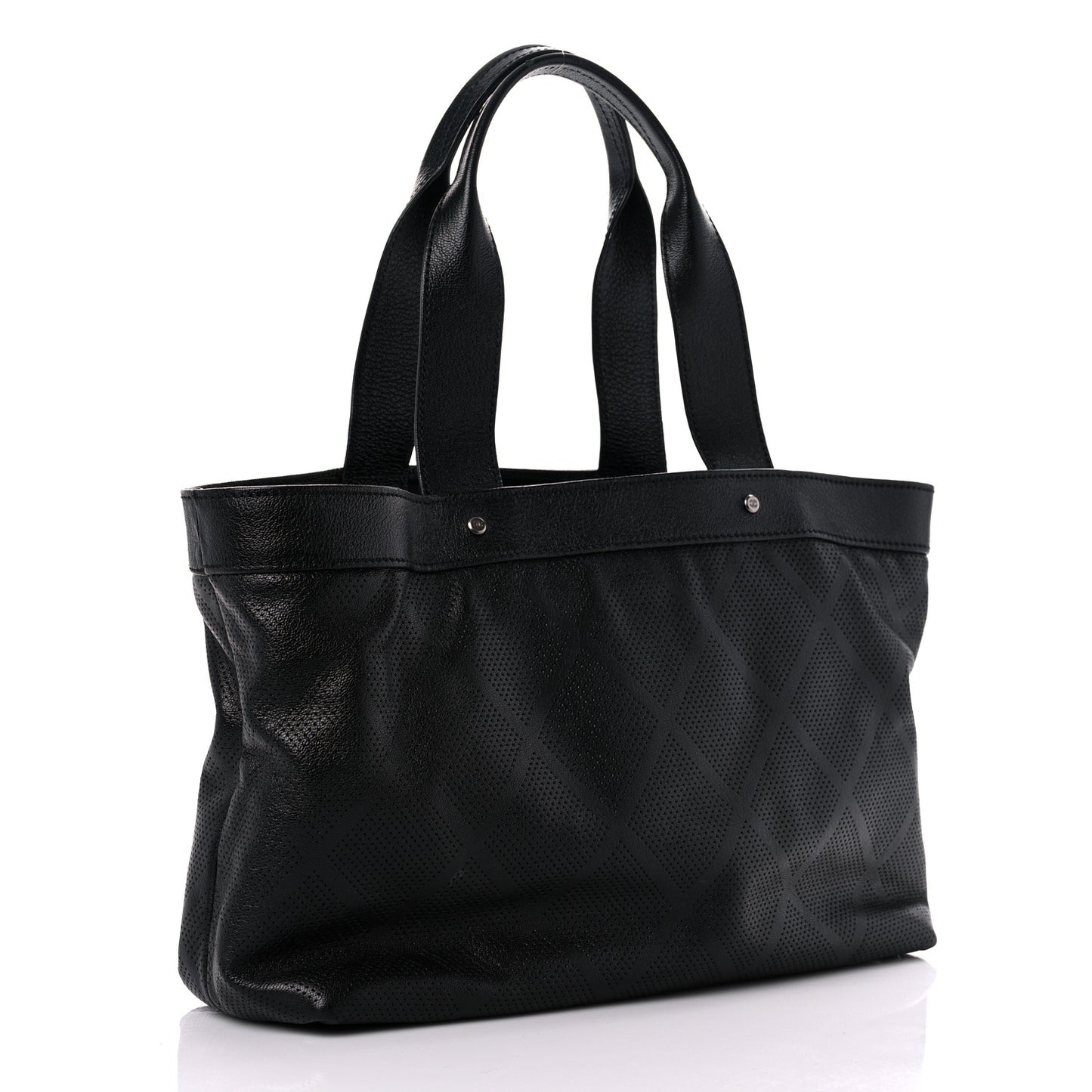 Goatskin Perforated Large CC Tote Black