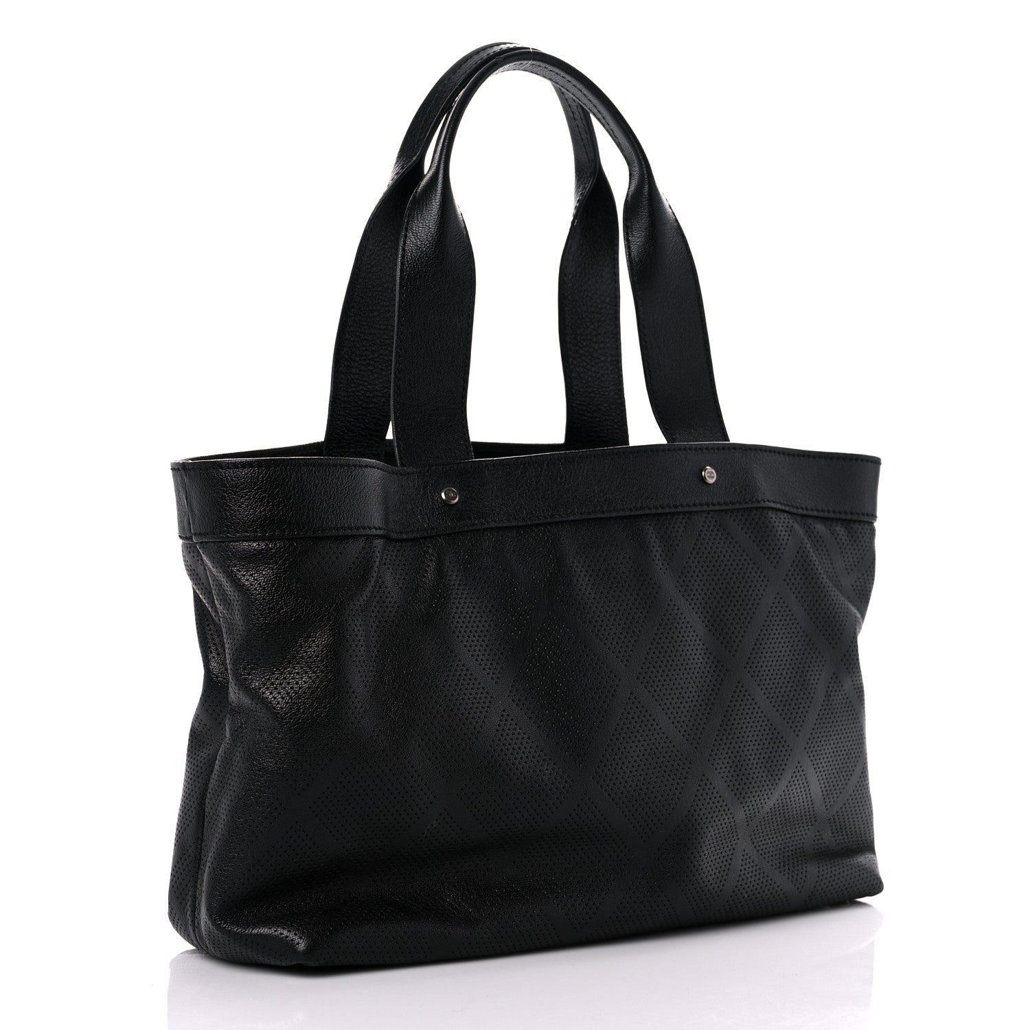 Chanel Goatskin Perforated Large CC Tote Black 3 of 16