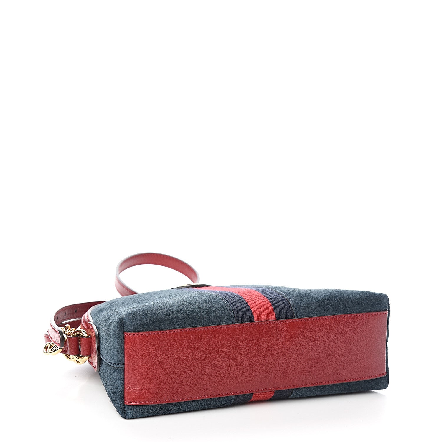 Gucci Suede Calfskin Web Small Ophidia Dome Shoulder Bag New Blue Romantic Cherry 3 of 9