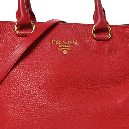 Prada Vitello Daino Top Handle Shoulder Bag Rosso 7 of 9