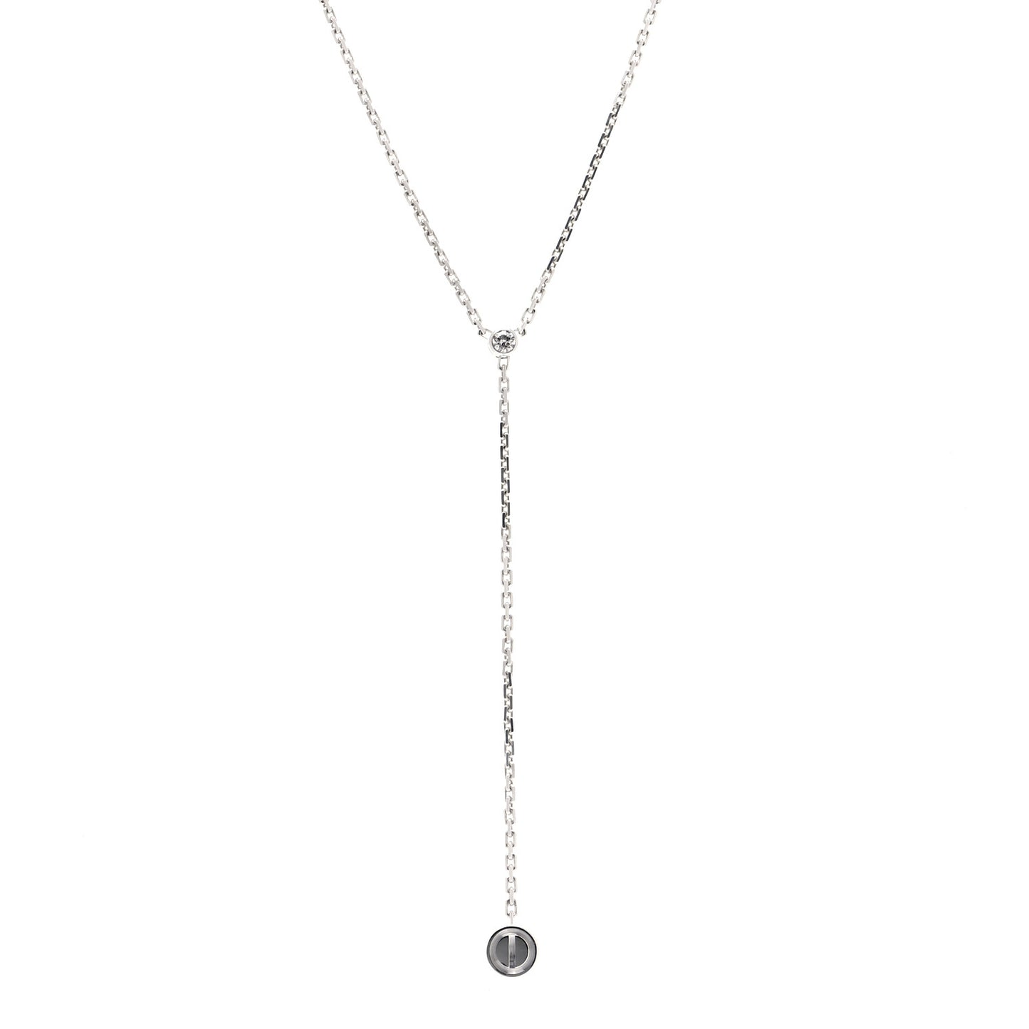 18K White Gold Diamond LOVE Drop Necklace
