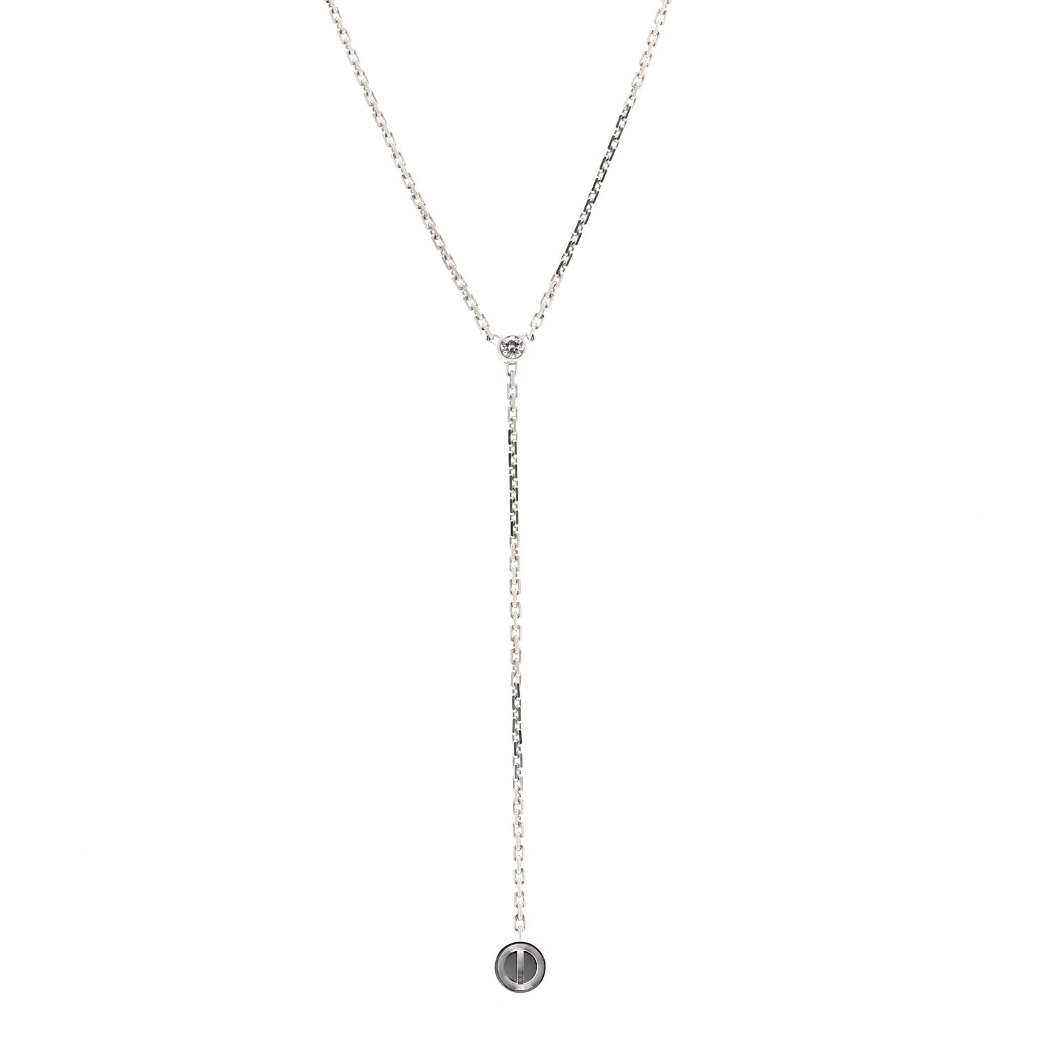 Cartier 18K White Gold Diamond LOVE Drop Necklace 1 of 5