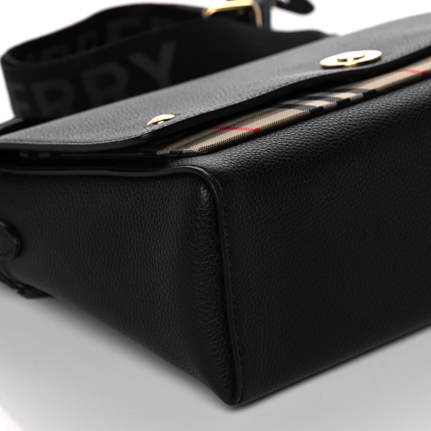 Burberry Grainy Calfskin Vintage Check Note Crossbody Bag Black 8 of 9