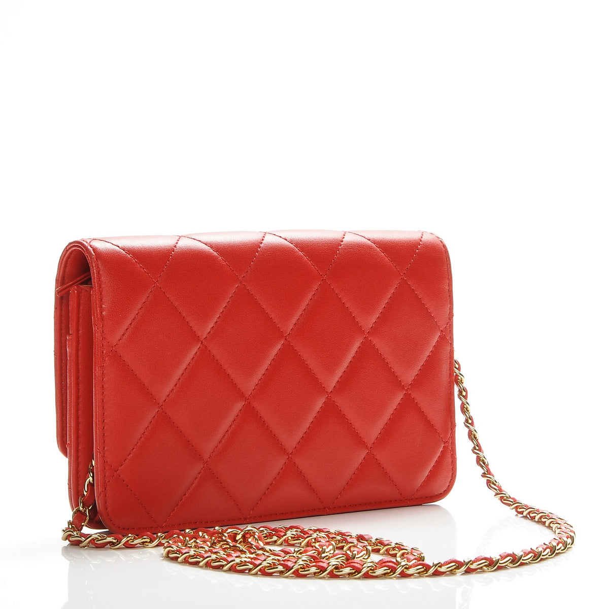 Chanel Lambskin Quilted Golden Class Wallet on Chain WOC Red 3 of 7