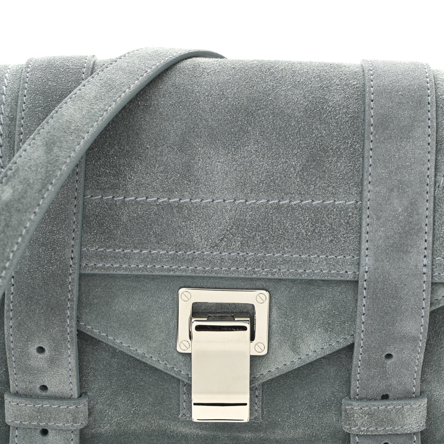 Proenza Schouler Suede PS1 Mini Pouch Messenger Bag Faded Blue 8 of 10