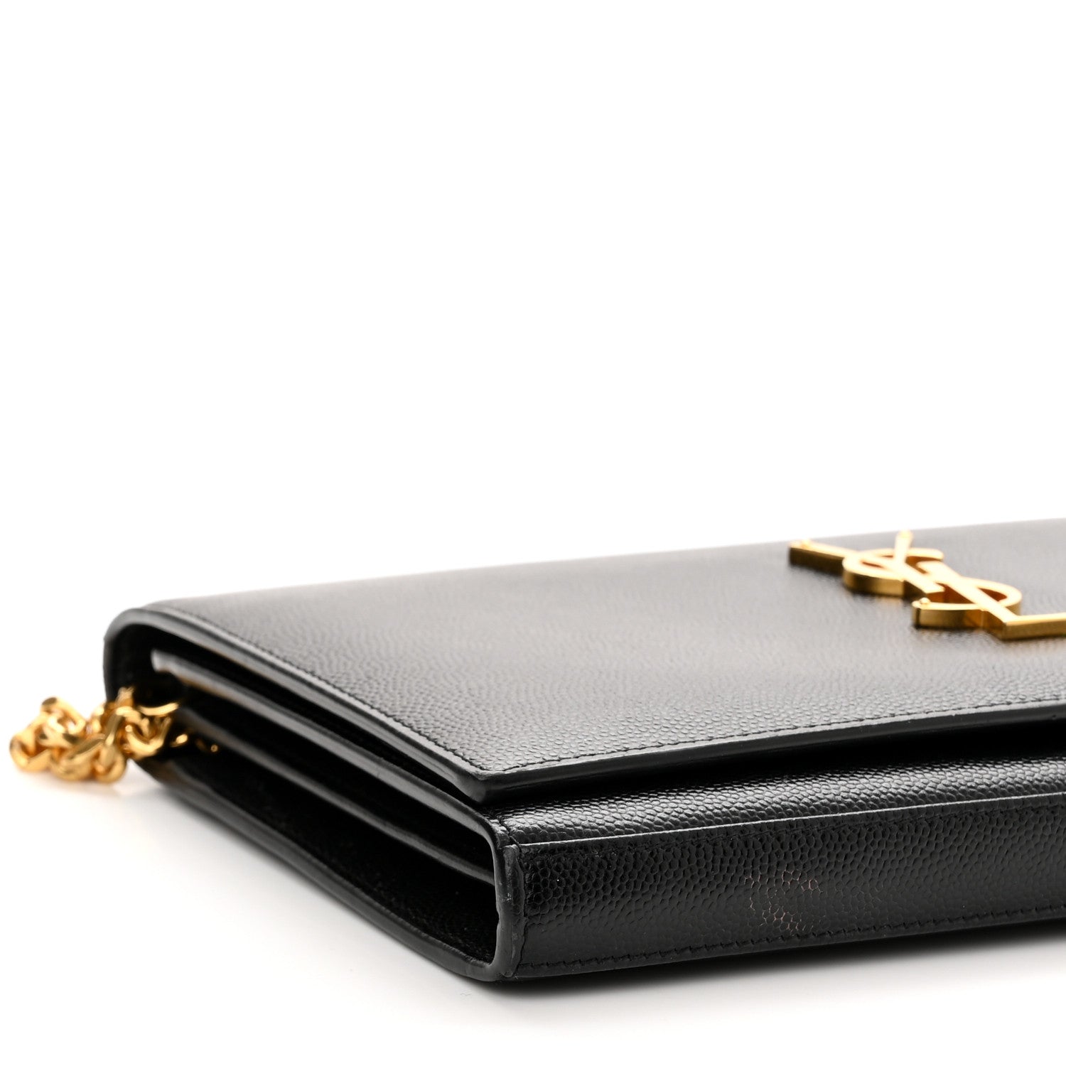 Saint Laurent Grain De Poudre Monogram Chain Wallet Black 9 of 17