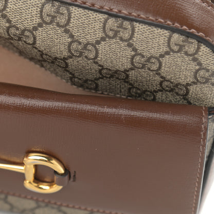 Gucci GG Supreme Monogram Small Horsebit 1955 Shoulder Bag Beige Brown Sugar 11 of 17