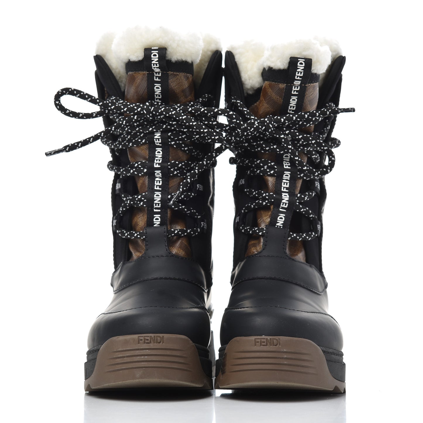 Calfskin FF T-Rex Lace Up Snow Boots 35.5 Tobacco