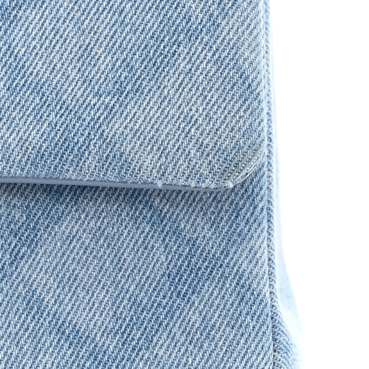 Printed Denim Quilted Medium Double Flap Light Blue