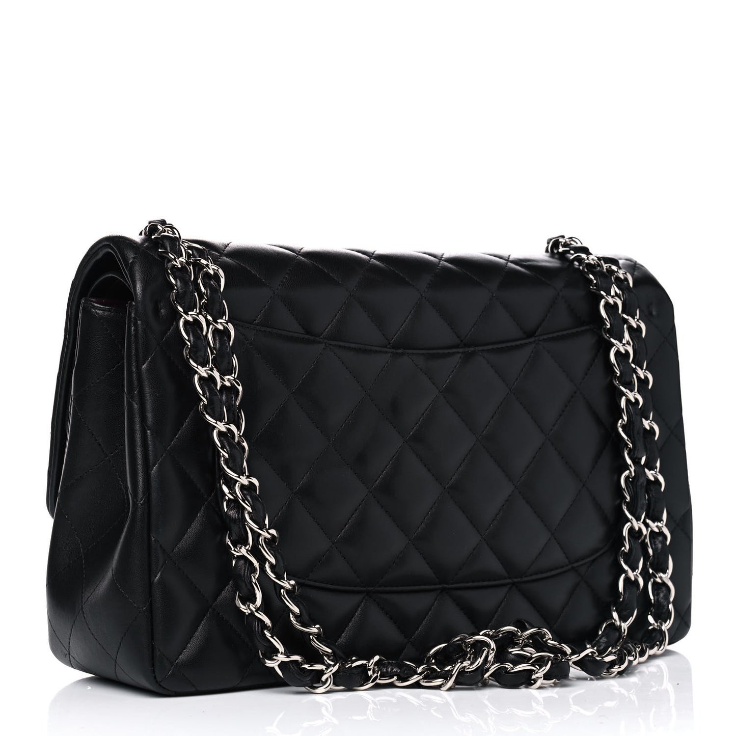 Lambskin Quilted Jumbo Double Flap Black