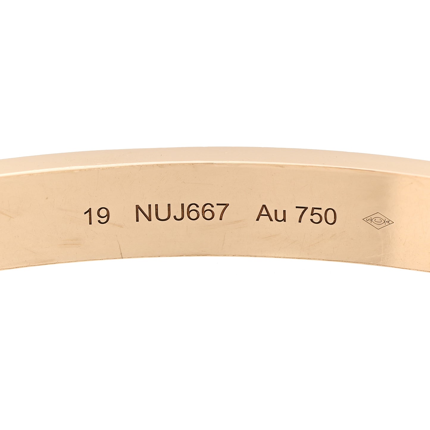 18K Yellow Gold 4 Diamond LOVE Bracelet 19