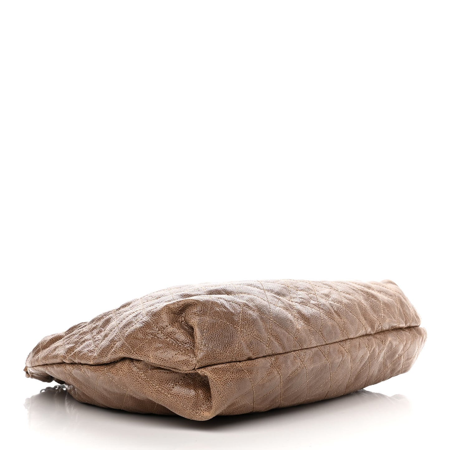 Distressed Glazed Caviar Quilted Large Elastic Tote Brown