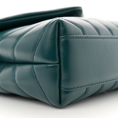Saint Laurent Calfskin Y Quilted Monogram Toy Loulou Satchel Dark Turquoise 9 of 11