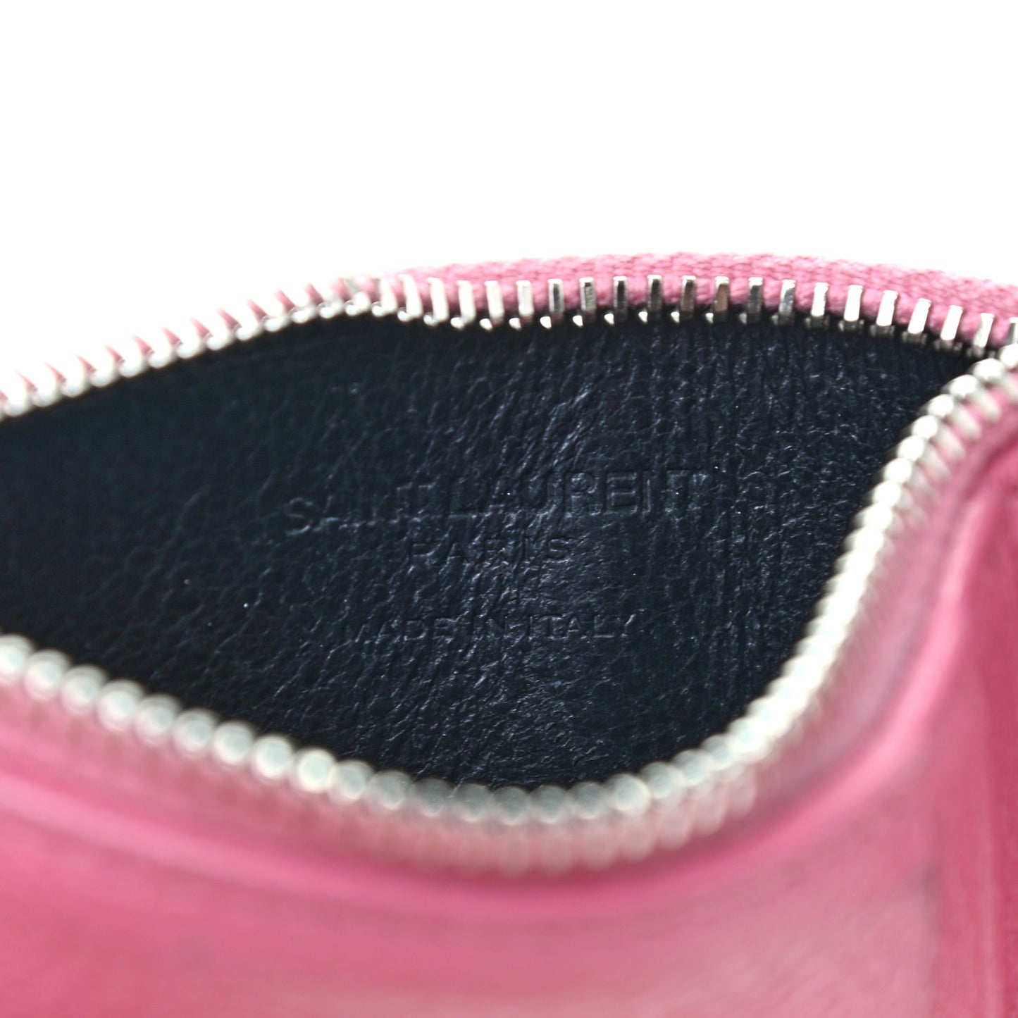 Grained Calfskin 5 Fragments Zip Pouch Card Holder Indian Pink