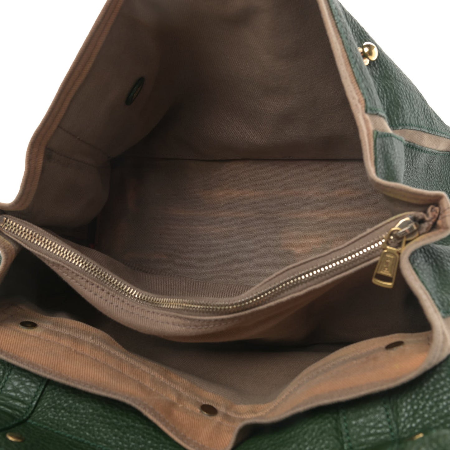 Calfskin Canvas Medium Muse Two Green Beige
